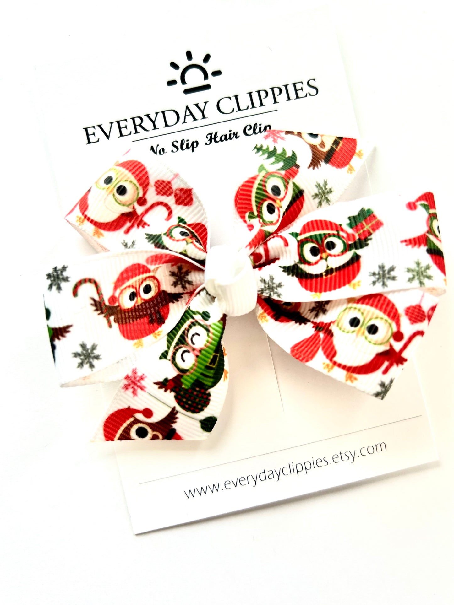 Christmas Owls Hair Bow