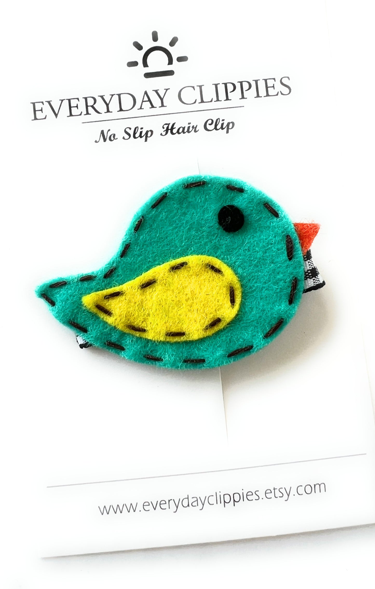 Teal Felt Birdie Hair Clip