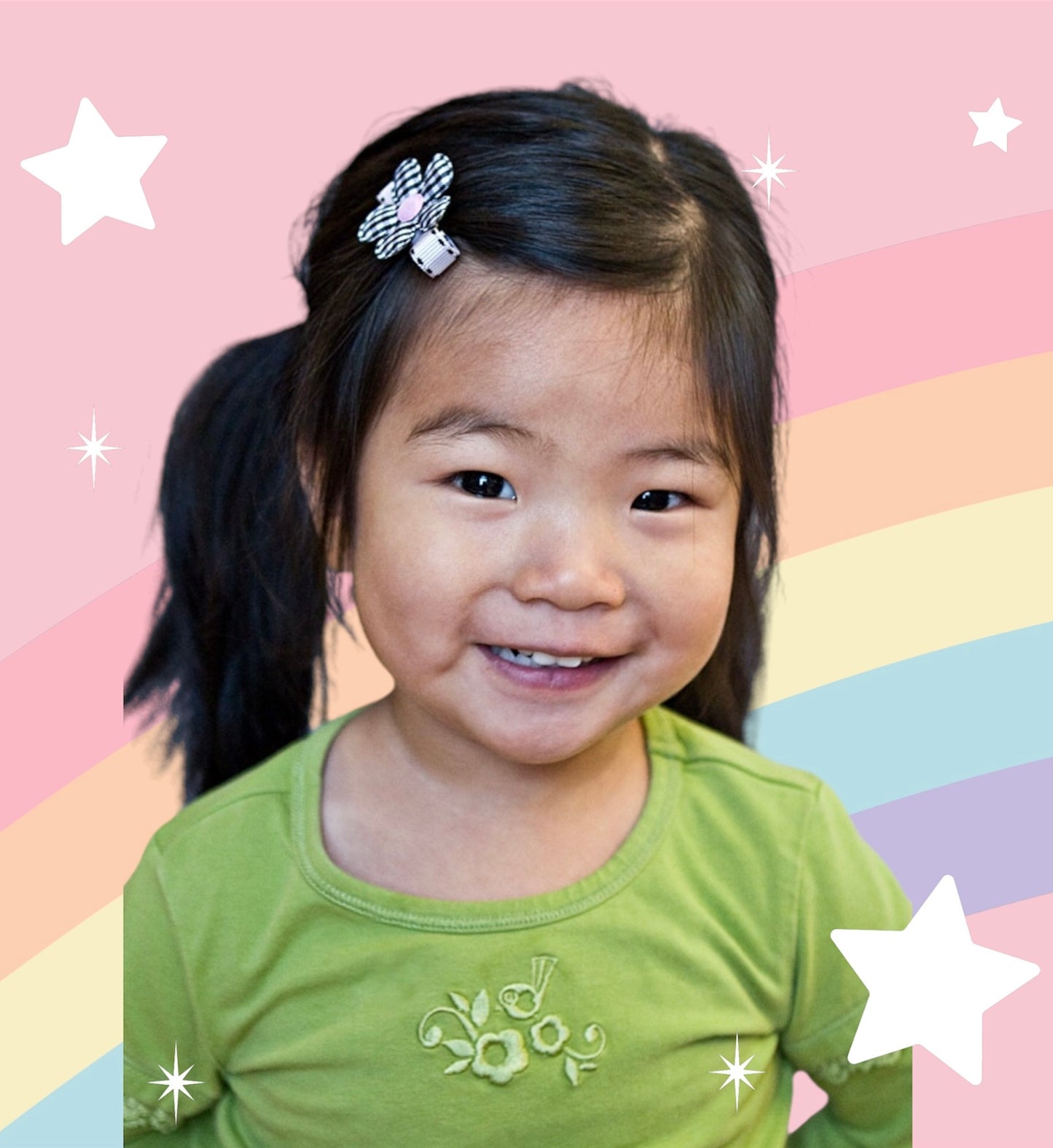 Set of 10 Gingham Flower Rainbow Hair Clips!