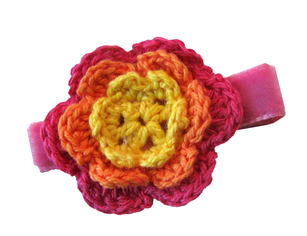 Sunburst Crochet Flower Hair Clip