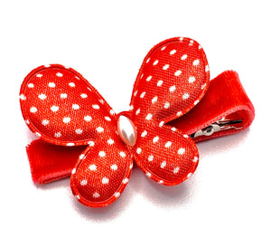 Red with White Dots Butterfly Hair Clip