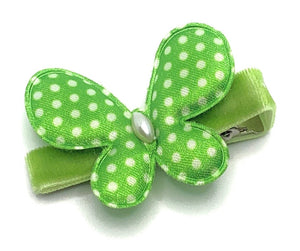 Green with White Dots Butterfly Hair Clip