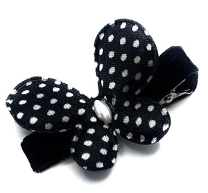 Black with White Polka Dots Butterfly Hair Clip