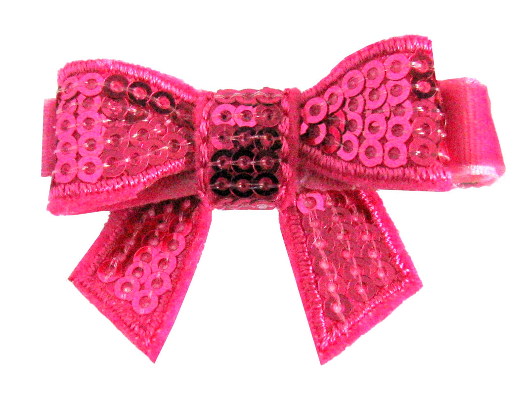 Hot Pink Sequin Bow Hair Clip