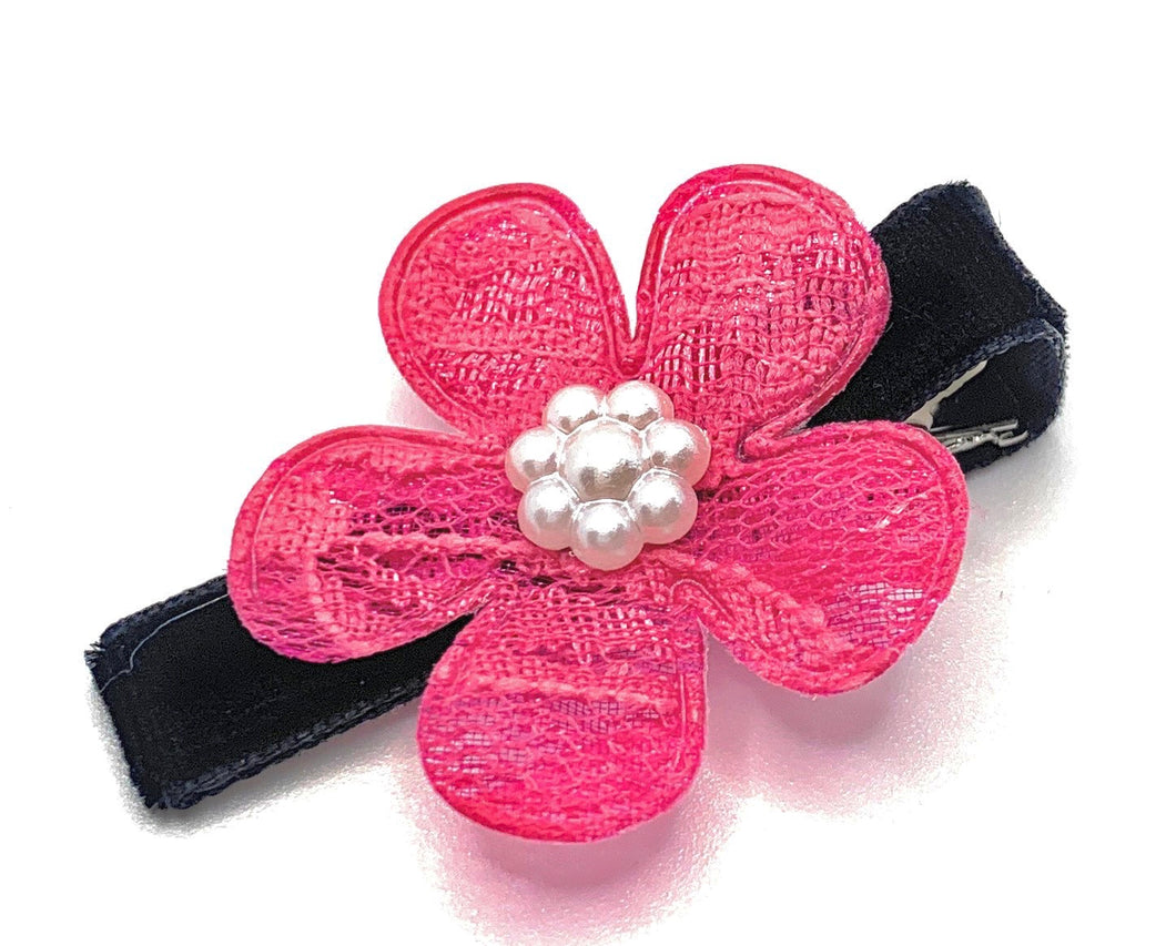 Hot Pink Lace Flower Hair Clip