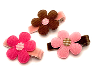 Hot Pink with Pink Felt Flower Hair Clip