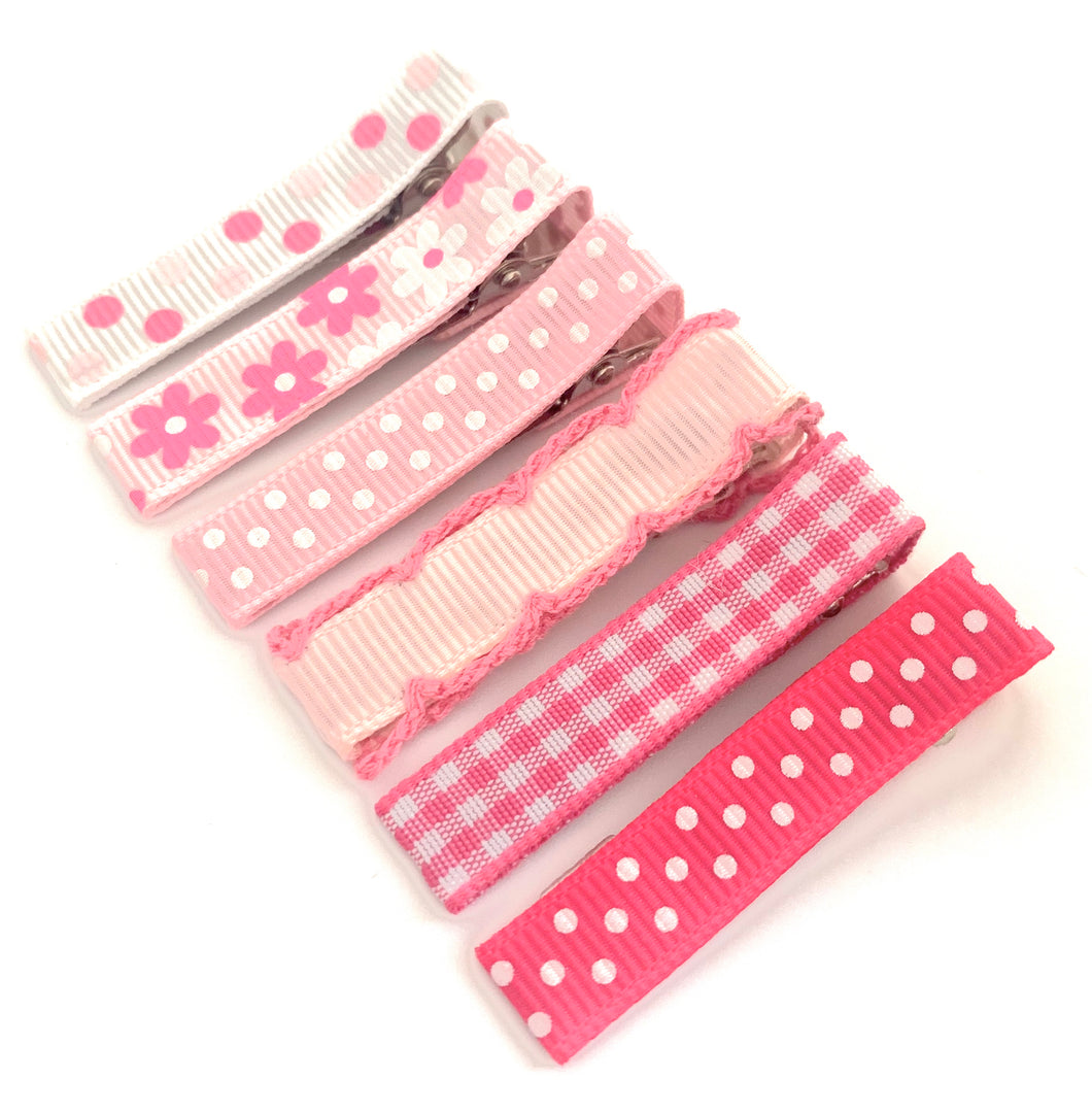Shades of Pink Simply Lined Hair Clip Set