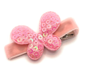 Pink Sequin Butterfly Hair Clip