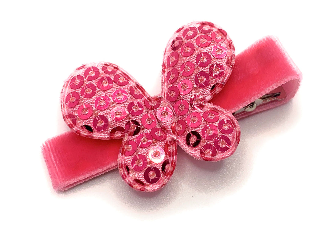 Hot Pink Sequin Butterfly Hair Clip