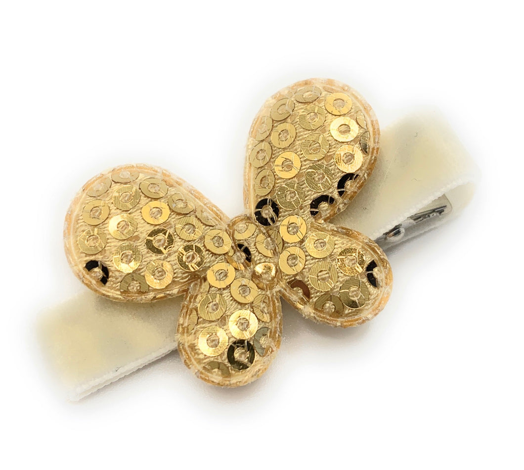 Gold Sequin Butterfly Hair Clip