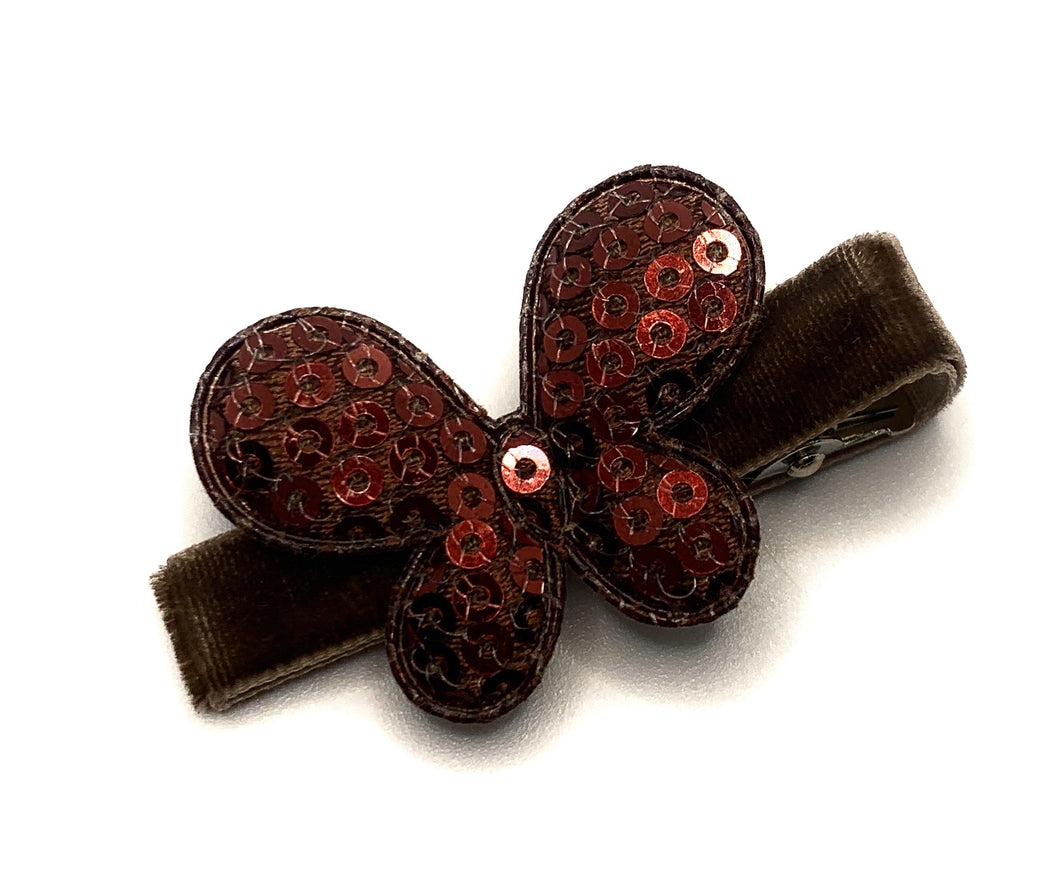 Brown Sequin Butterfly Hair Clip
