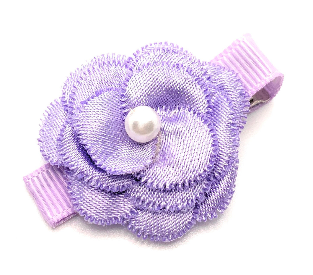 Purple Ruffle Rose Hair Clip
