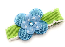 Load image into Gallery viewer, Blue Flower Hair Clip...with a touch of bling!
