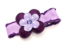 Load image into Gallery viewer, Purple Flower Hair Clip...with a touch of bling!
