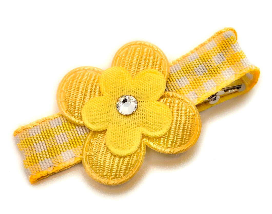 Yellow Flower Hair Clip...with a touch of bling!