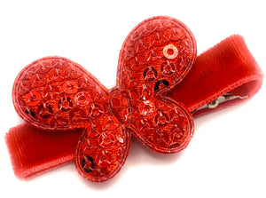 Red Sequin Butterfly Hair Clip