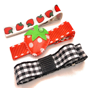 Red and Black Strawberry Hair Clip Assortment Set