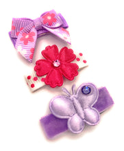 Load image into Gallery viewer, Purple and Pink Spring Baby Snap Clip Set
