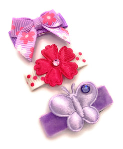 Purple and Pink Spring Baby Snap Clip Set