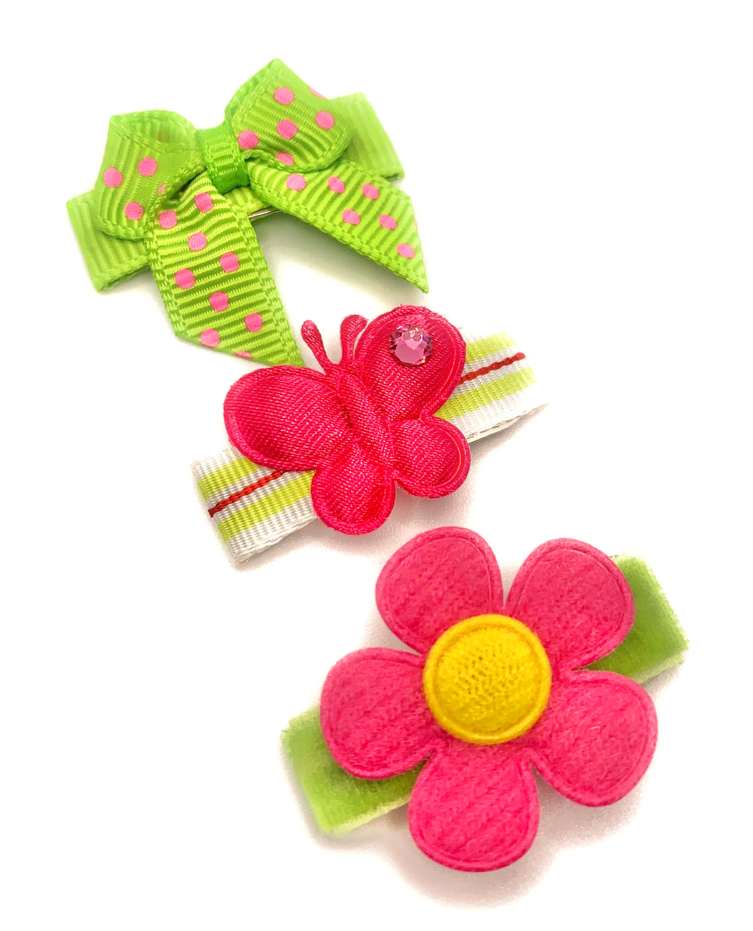 Pink and Green Spring Baby Snap Clip Set