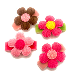 Pinks and Brown Daisy Baby Snap Clip Set