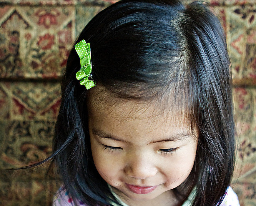 Pink and Brown Saddle Stitch Bar Bow Hair Clip Set