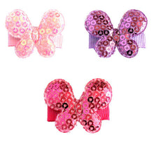 Load image into Gallery viewer, Pinks and Purple Sequin Butterfly Baby Snap Clip Set
