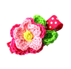 Shades of Pink Crochet Flower Hair Clip