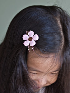 Pink and Brown Embellished Hair Clip Set