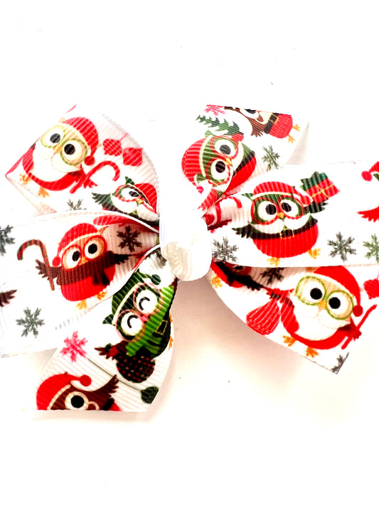 Christmas Owls Hair Bow