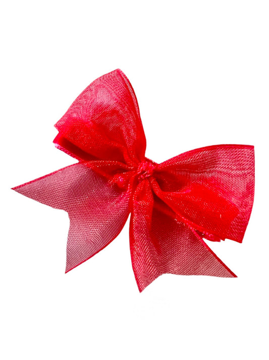 Red Organza Bow Hair Clip