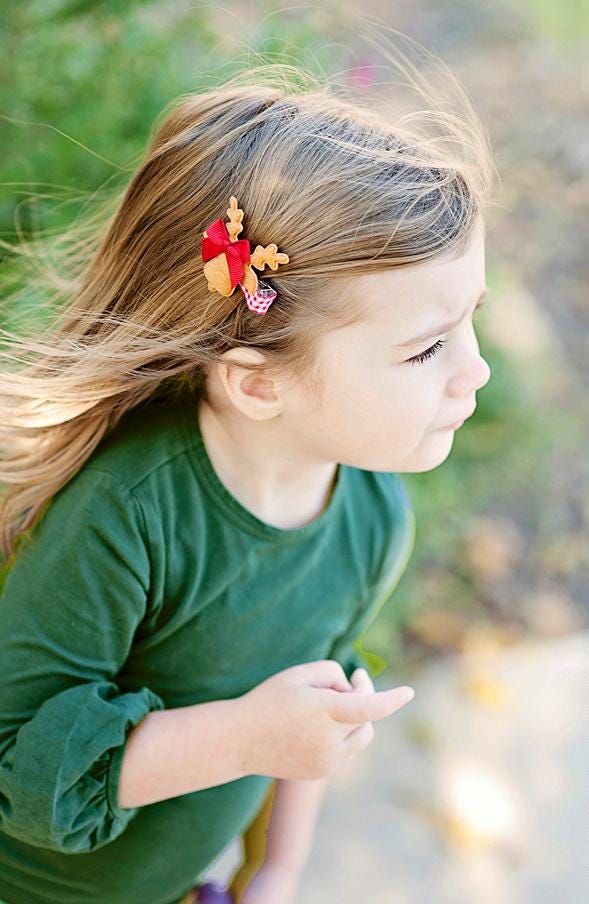 Tan Reindeer with Red Bow Hair Clip