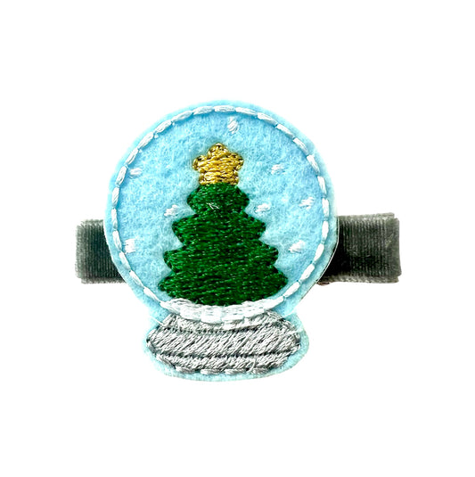 Christmas Tree Snow Globe Hair Clip