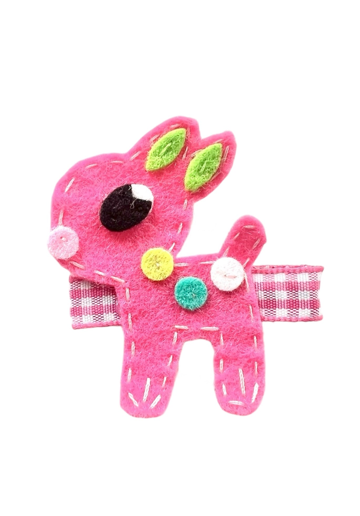 Retro Pink Felt Rudolph Hair Clip