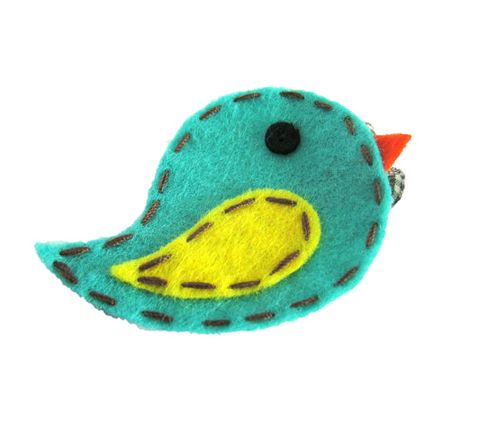 Teal Felt Birdie Hair Clip