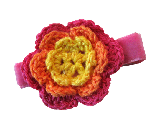 Sunburst Crochet Flower Hair Clip