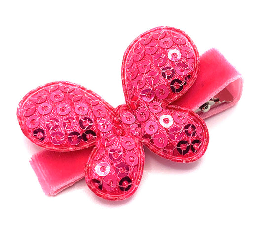 Hot Pink Sequin Butterfly Hair Clip