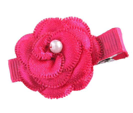 Hot Pink Ruffle Rose Hair Clip