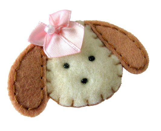 Felt Puppy with Bow Hair Clip