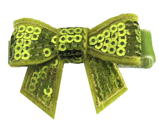 Lime Green Sequin Bow Hair Clip