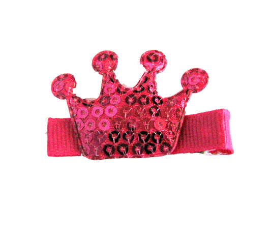 Hot Pink Princess Sequin Crown Hair Clip