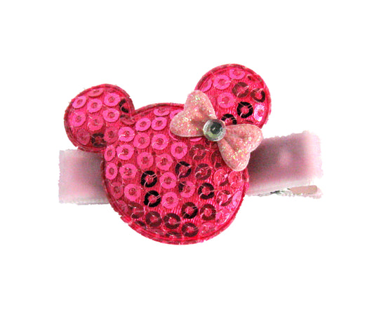 Hot Pink Sequin Mouse Hair Clip