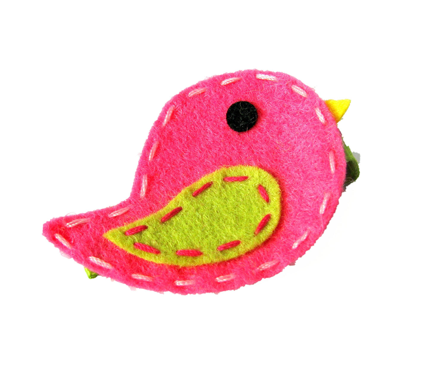Hot Pink with Green Birdie Hair Clip