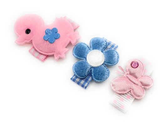 Pink and Blue Spring Baby Snap Clip Set