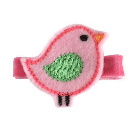 Pink Felt Bird Hair Clip