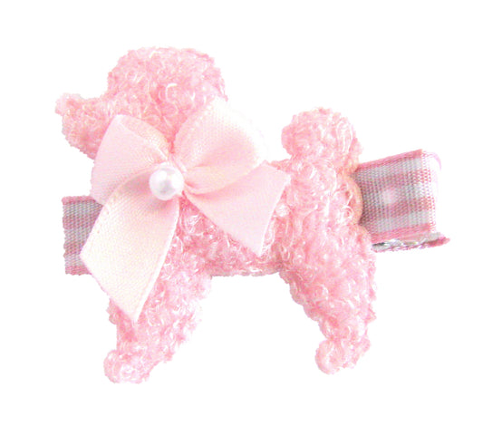 Pink Poodle with Bow Hair Clip