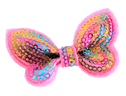 Pink Rainbow Sequin Butterfly Hair Clip