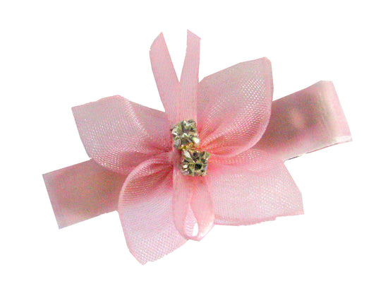 Pink Sheer Butterfly with Rhinestones Hair Clip
