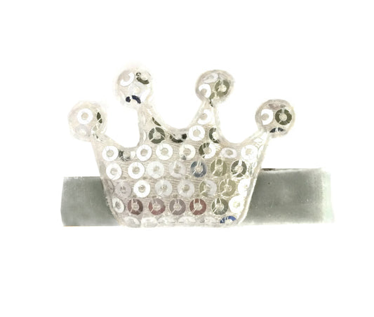 Silver Princess Sequin Crown Hair Clip