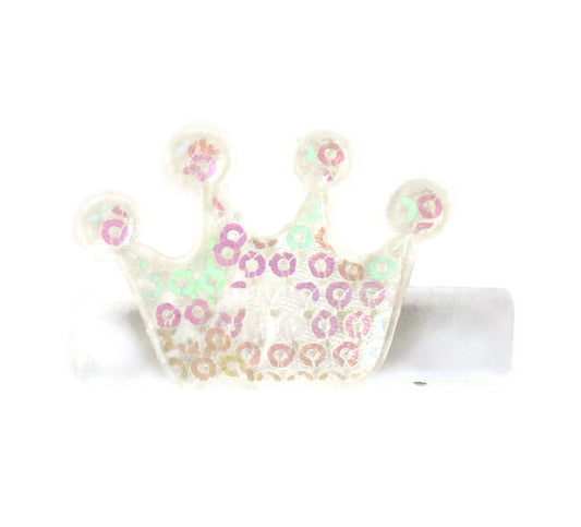 White Princess Sequin Crown Hair Clip